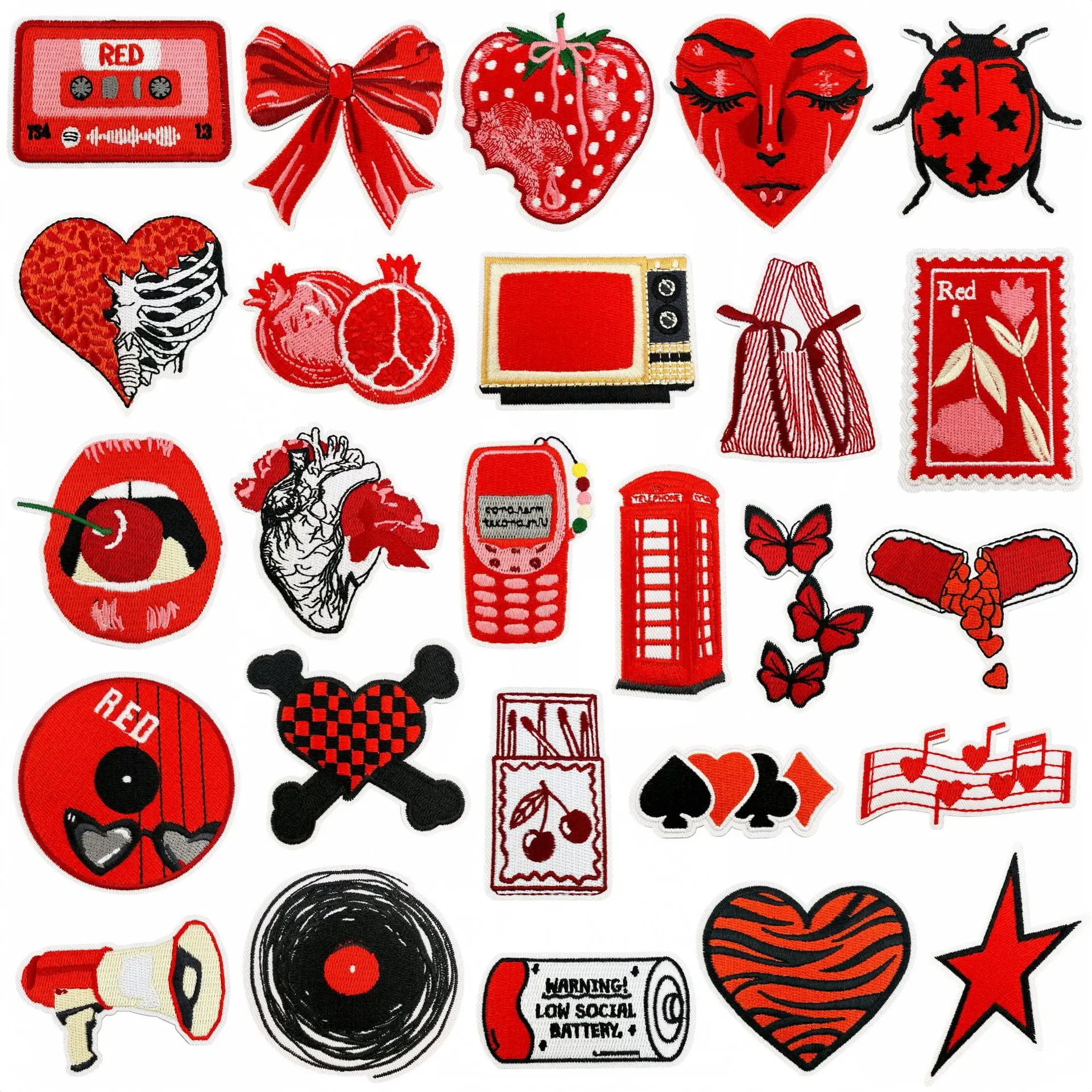 Parche termoadhesivo corazón rojo Y2K retro para ropa - imagen 2