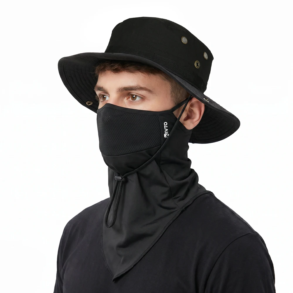 Sombrero de ala ancha con protección solar y máscara media cara - imagen 2