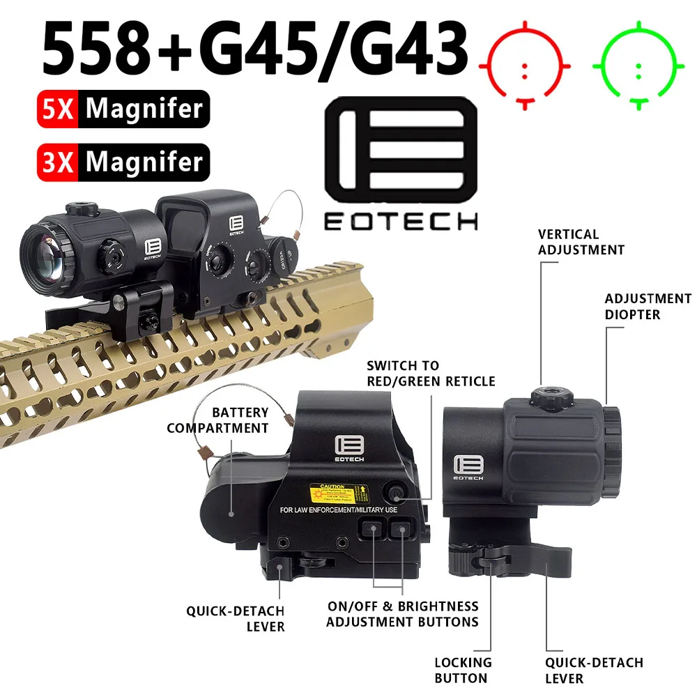 Mira holográfica EOTech G33/G43/G45 con punto rojo plegable - imagen 2