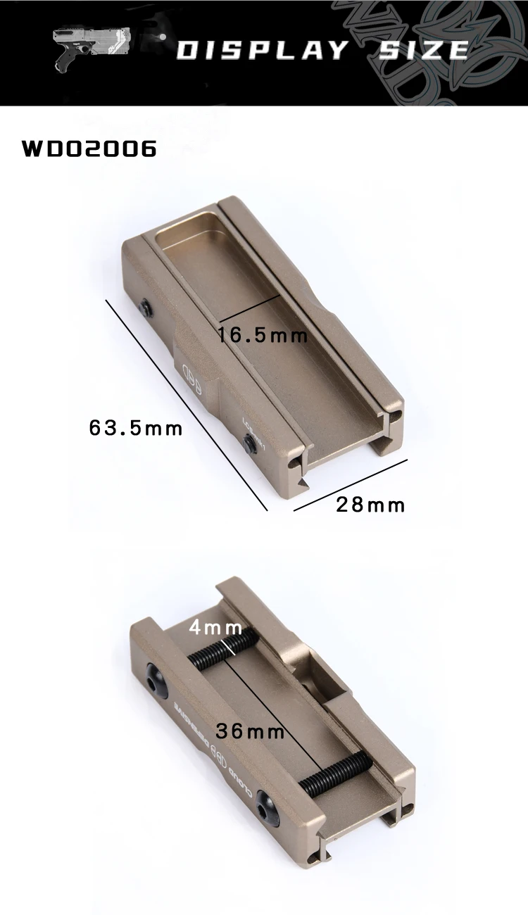 Placa de montaje LCS de 20mm para linterna Surefire - vista frontal