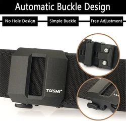 TUSHI Cinturón táctico de nylon con hebilla metálica automática