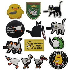 Brazalete táctico bordado gatito y pato estilo parche para mochila
