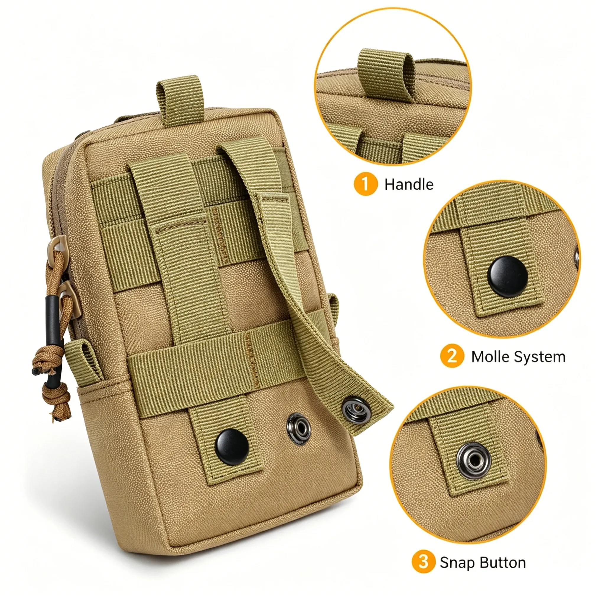 Bolsa EDC táctica compacta impermeable de nailon para cintura - imagen 4