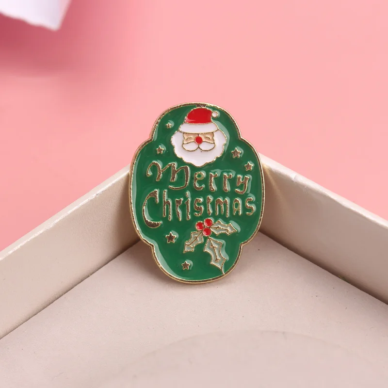 Broche navideño pin esmaltado Papá Noel Feliz Navidad vintage - imagen 3