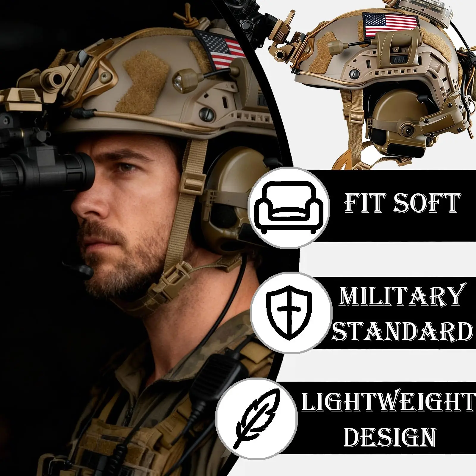 Casco táctico airsoft NVG con auriculares de comunicación para cosplay - imagen 3