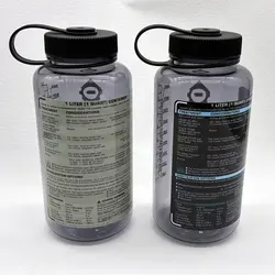 Botella de agua deportiva de boca ancha con nivel visible