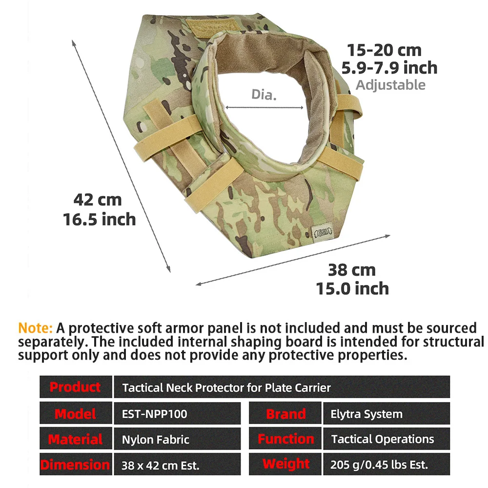 Protector de cuello táctico en vista general