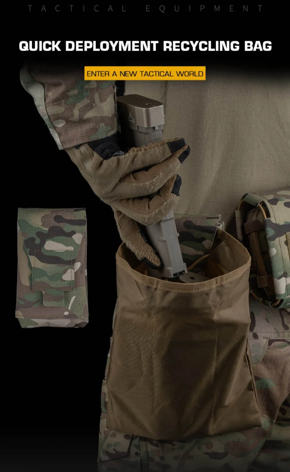Bolsa plegable instalada en sistema MOLLE