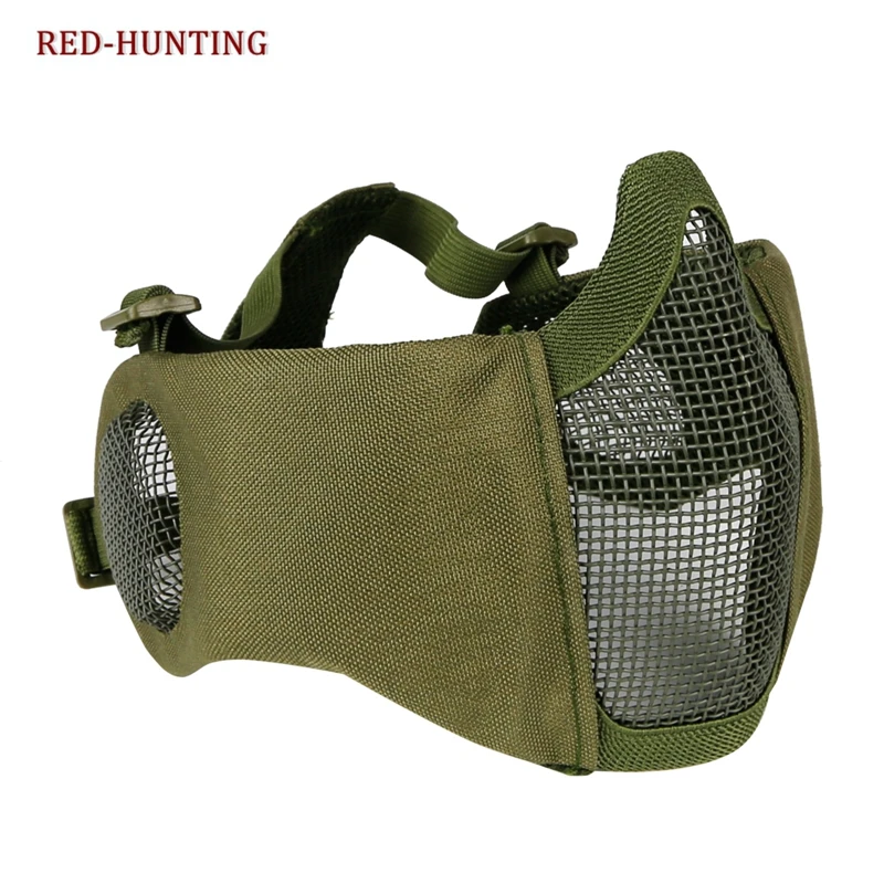 Máscara táctica airsoft media cara acero carbono plegable ligera - imagen 2