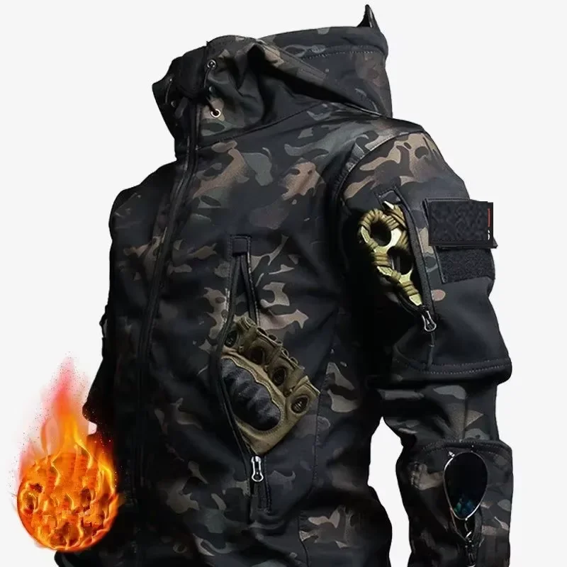 Chaqueta táctica softshell impermeable cargo piel de tiburón - imagen 3
