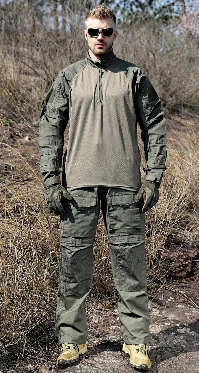 Conjunto táctico ligero camuflaje negro capucha secado rápido - imagen 5