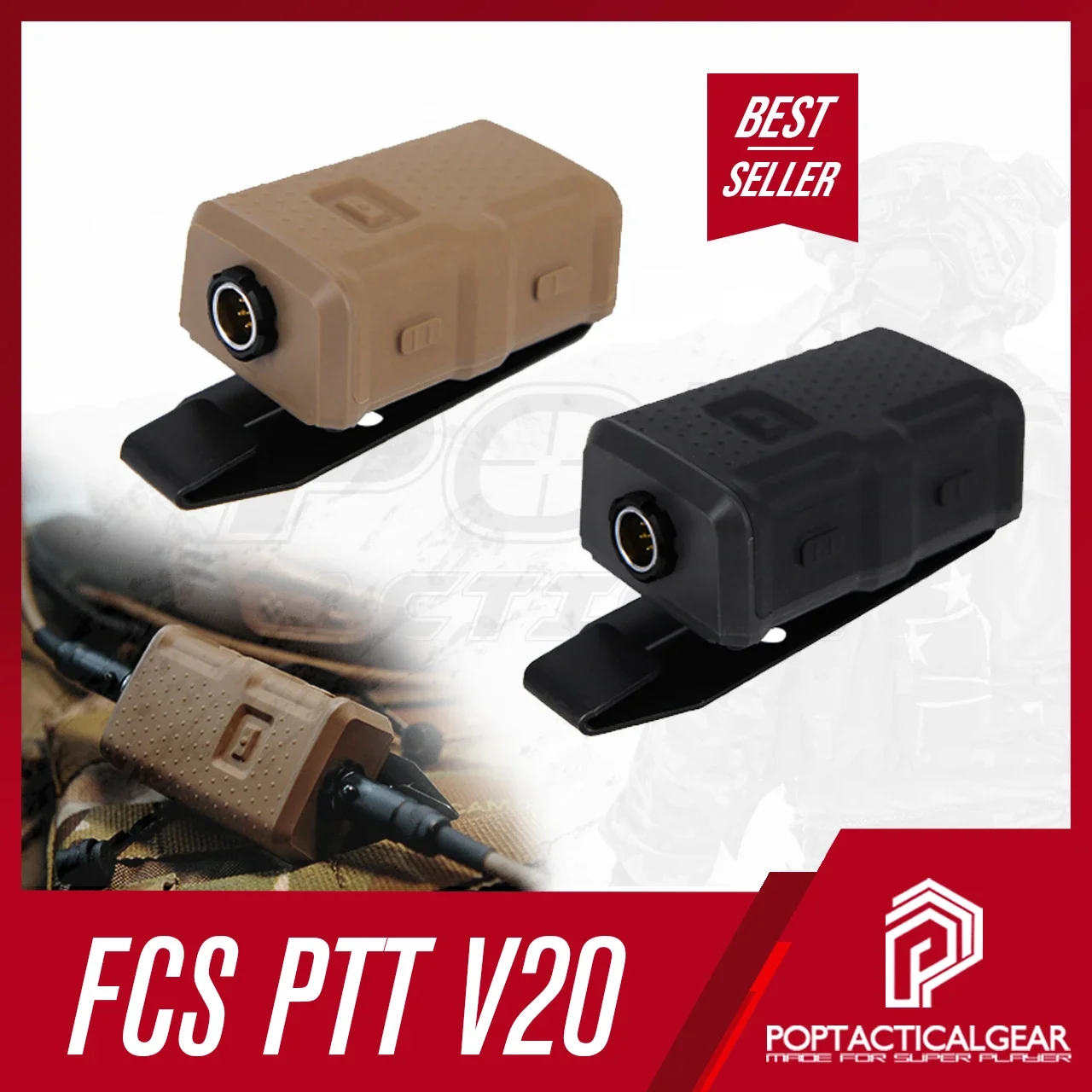 FCS Tactical V20 PTT – Pulsador comunicación táctica auriculares