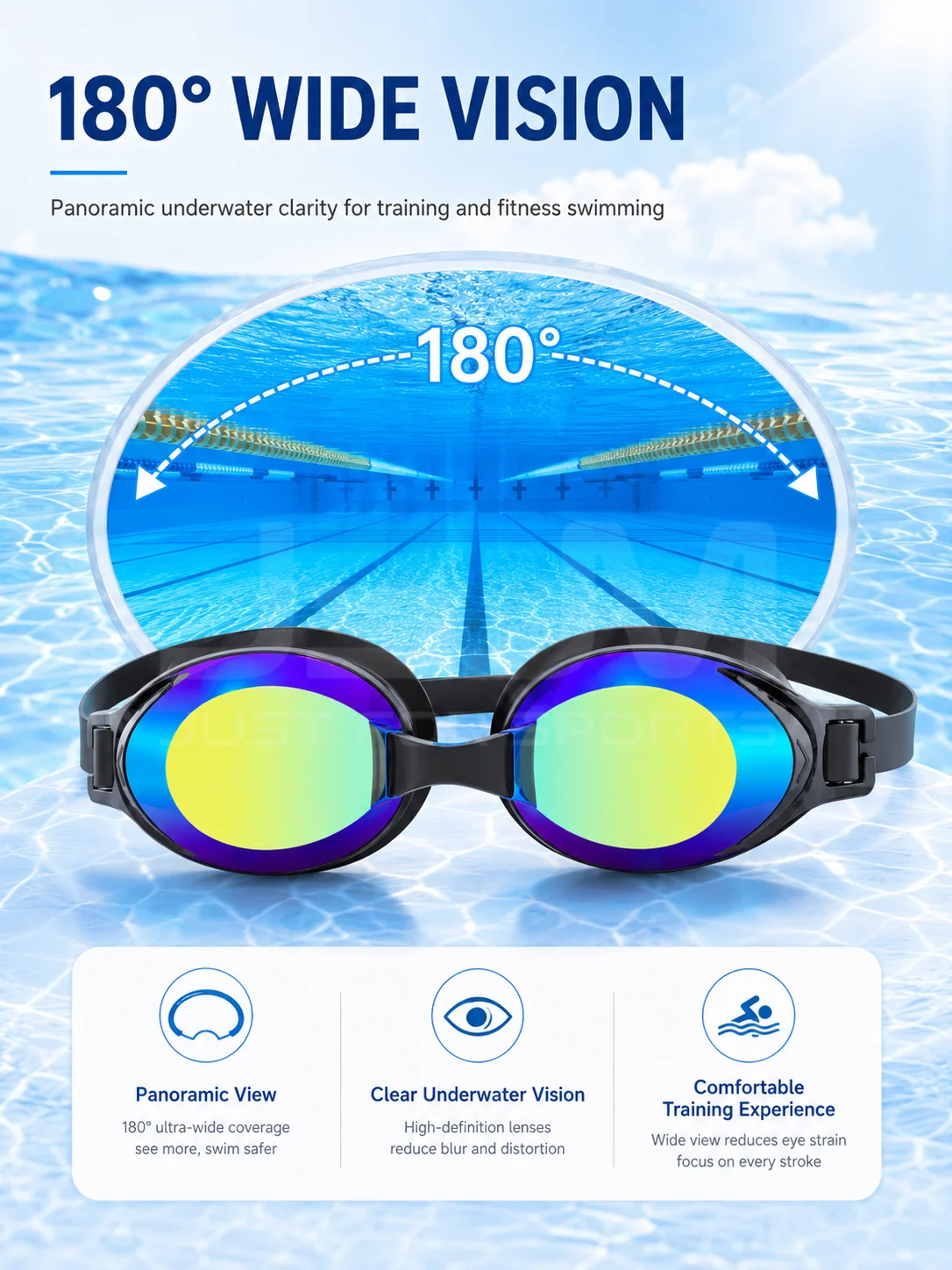 JSJM Gafas de natación antivaho lentes espejo UV impermeables - imagen 3