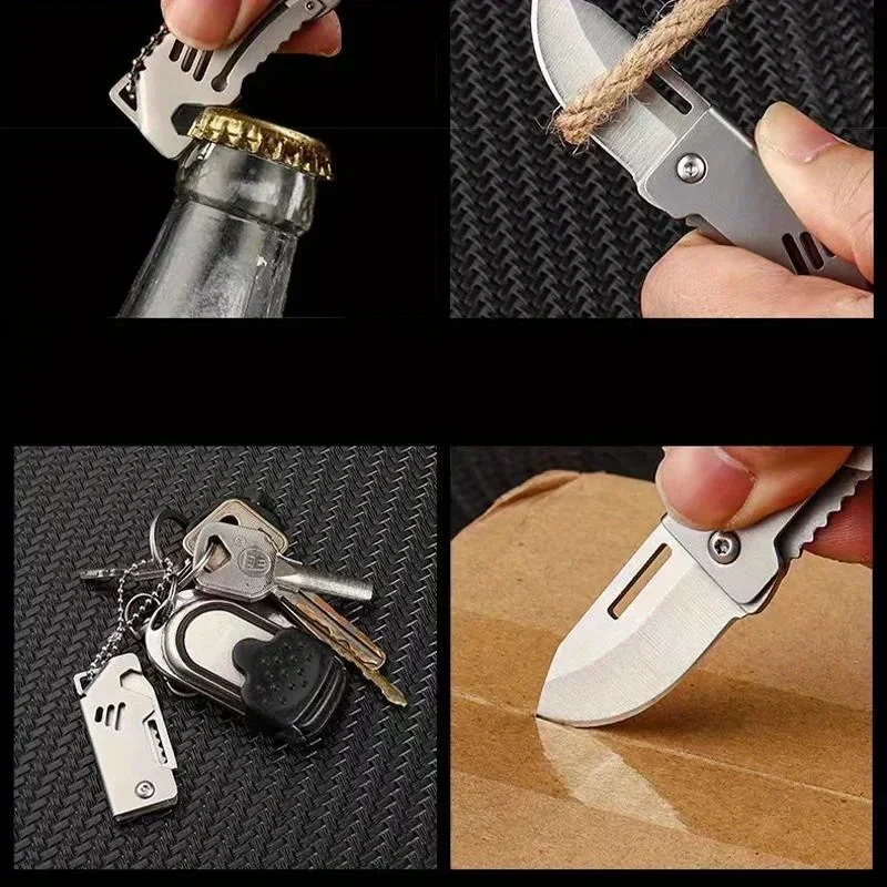 Cuchillo plegable EDC acero D2 con cadena portaLlaves - imagen 3