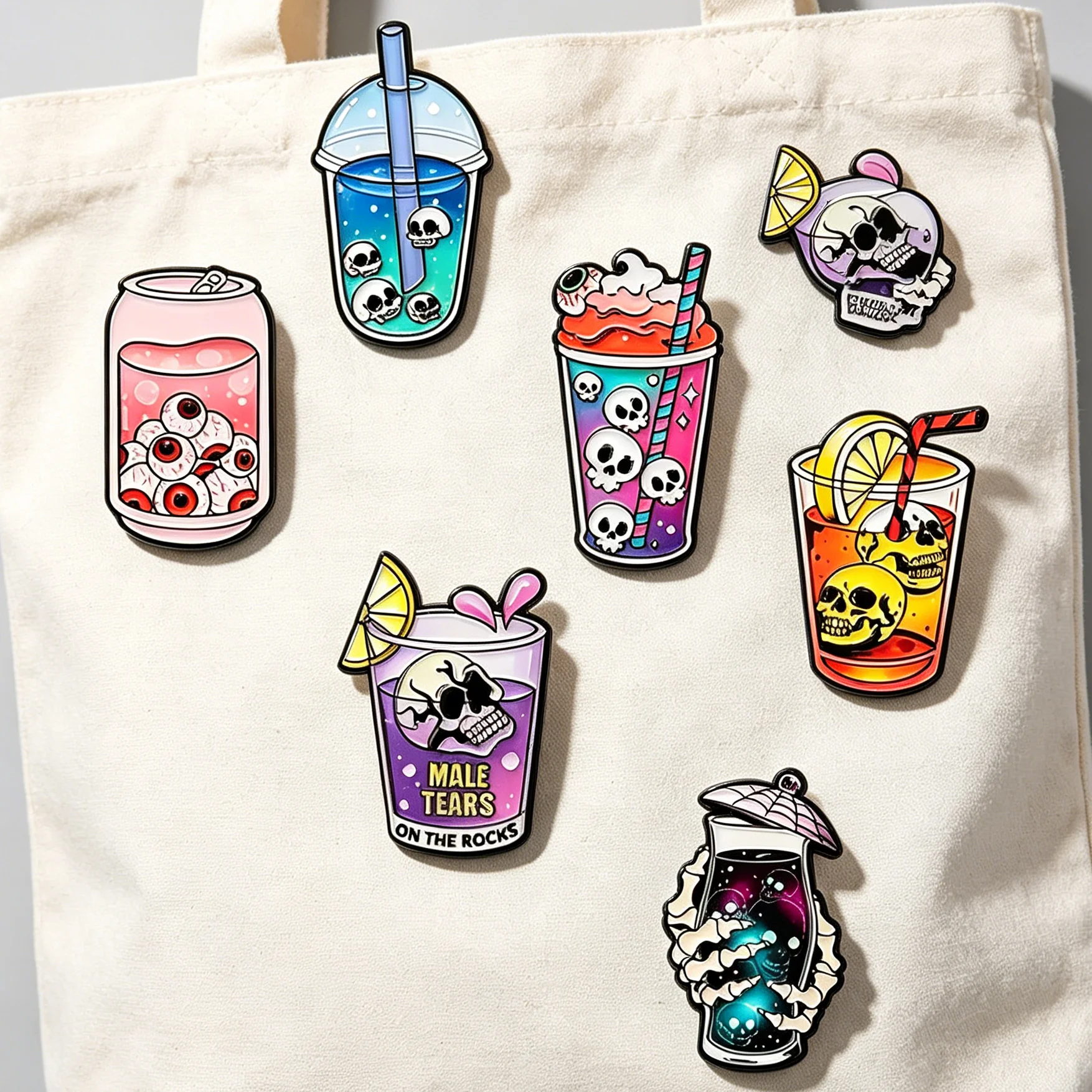 Pin esmaltado gótico calavera cóctel Halloween broche de solapa