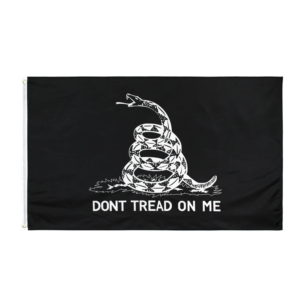 Bandera de Gadsden con serpiente sonajero y texto “no me pisotearas”