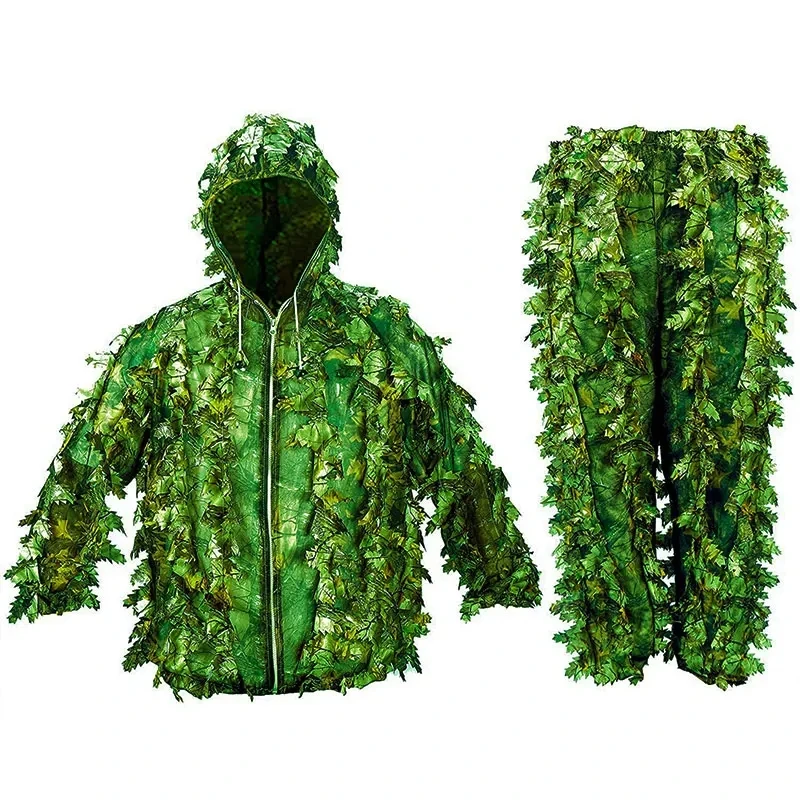 Camuflaje ghillie verde con hojas biónicas