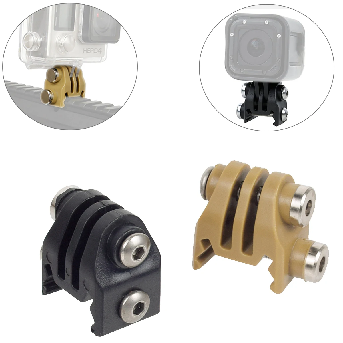 Adaptador táctico instalado en riel Picatinny negro