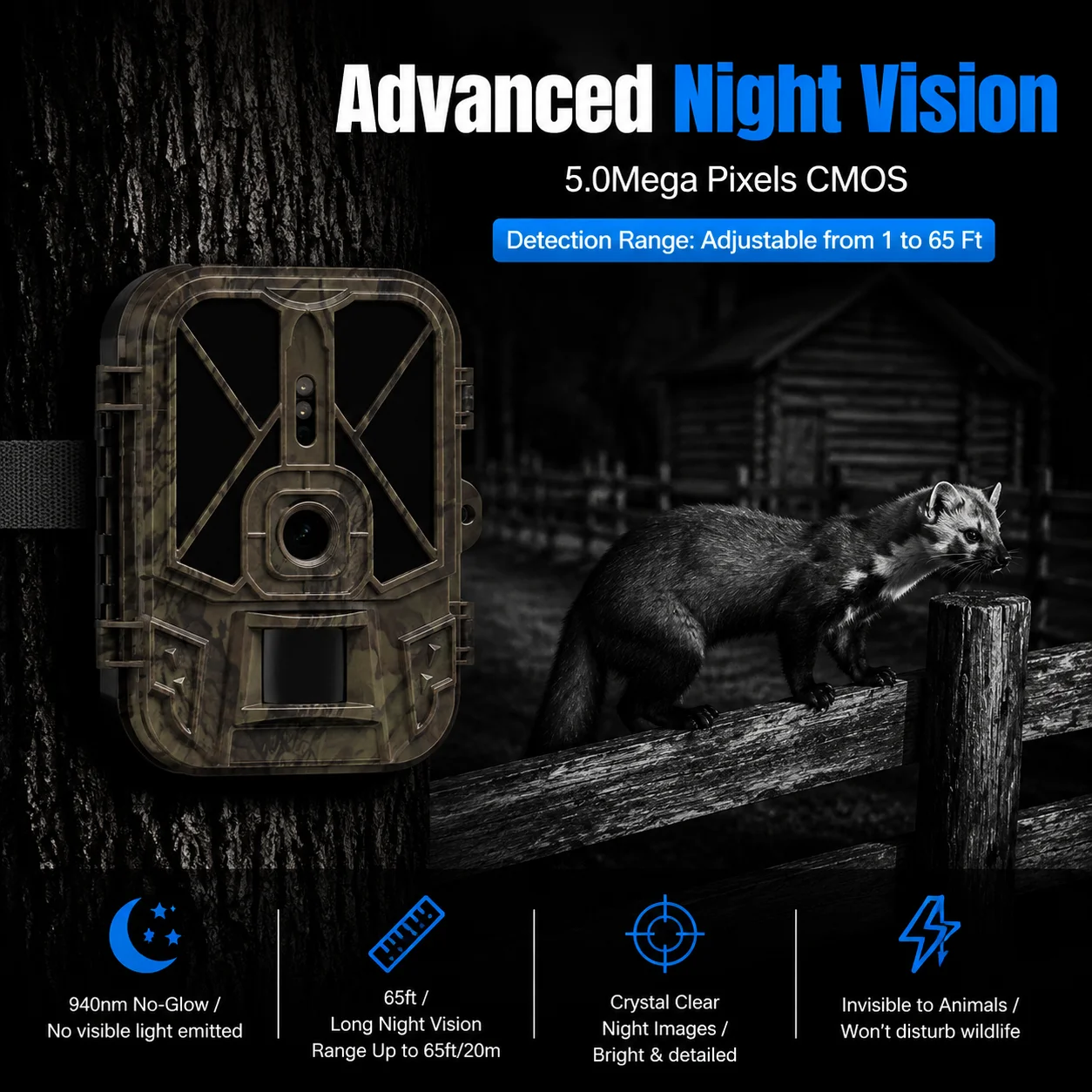 Cámara trail 4K HD 50MP visión nocturna infrarroja impermeable - imagen 3
