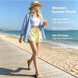 Shorts deportivos de algodón estampados mujer, holgados pierna ancha