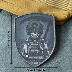 Parche táctico Memento Mori esqueleto soldado guadaña militar