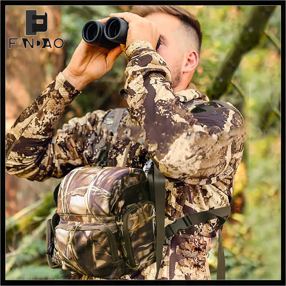 Arnés táctico para binoculares con bolsa de pecho camuflada y telémetro