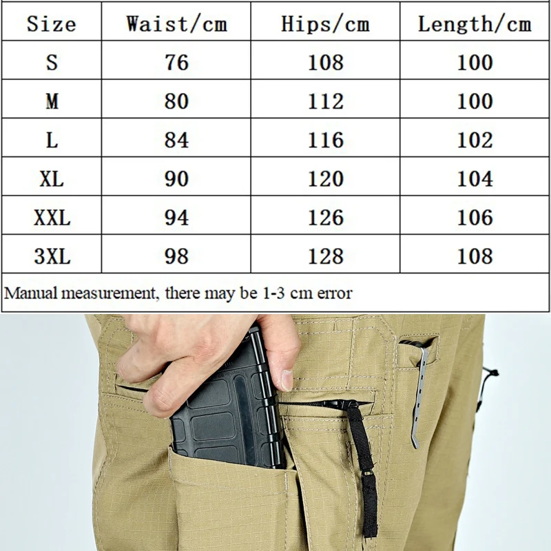 Pantalones Cargo Tácticos Impermeables – Multi Bolsillo Hombre Caqui - imagen 4