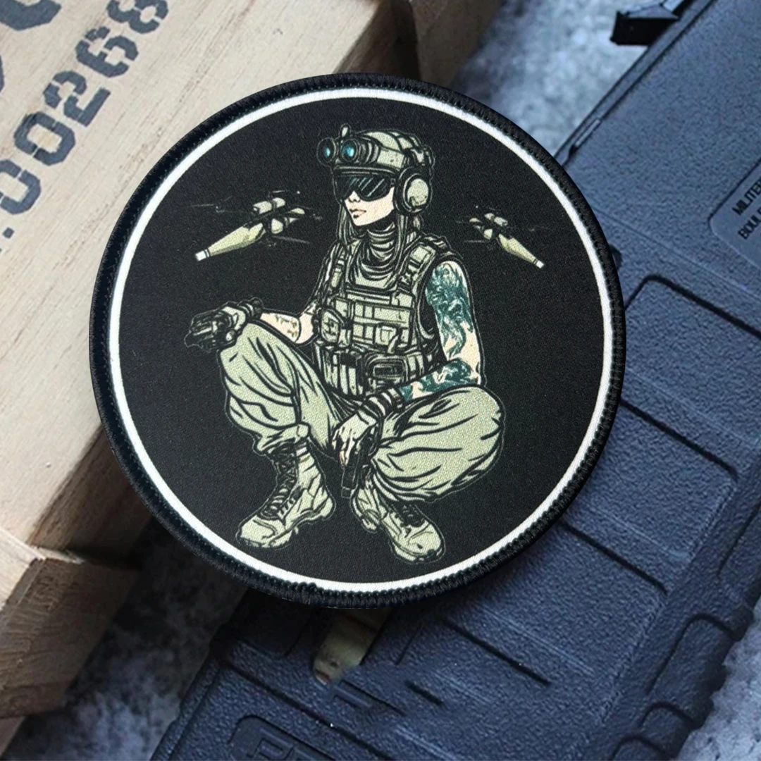 Parche bordado gamer cyberpunk FPV con velcro para mochila