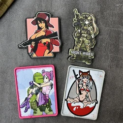 Parche táctico anime chica militar con velcro para mochila y brazalete