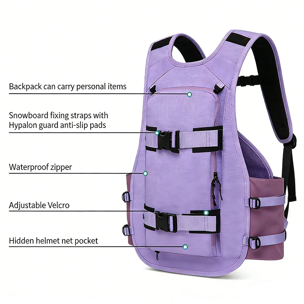 Mochila táctica para esquí y snowboard con panel trasero protector - imagen 4