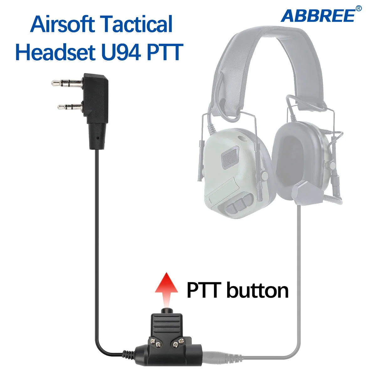 Abbree U94 PTT táctico auricular compatible con Baofeng y Quansheng