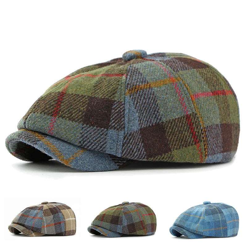 Gorra flat cap de cuadros octogonal estilo detective - imagen 2