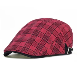 Gorra de malla transpirable a cuadros para exterior, boina informal