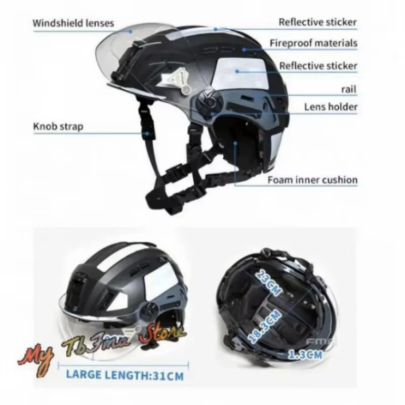 Casco ligero táctico FMA EX SAR con visor – Rescate y emergencias - imagen 4