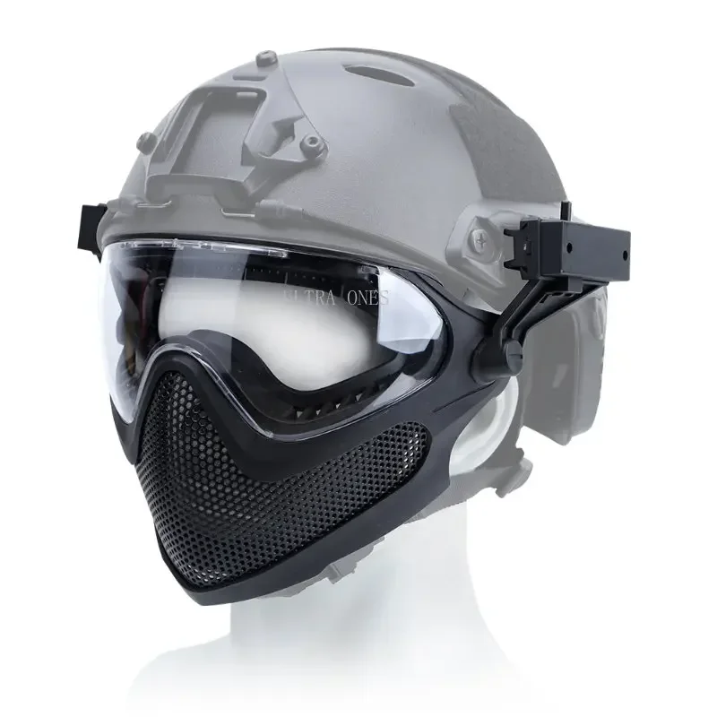 Máscara táctica facial de malla acero paintball airsoft 3 lentes - imagen 5