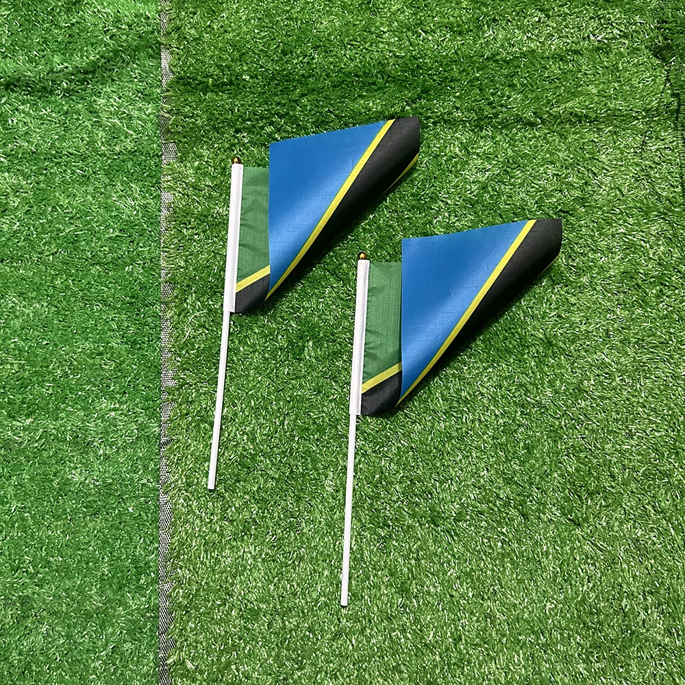 Bandera Tanzania poliéster con asta de plástico para exterior - imagen 2