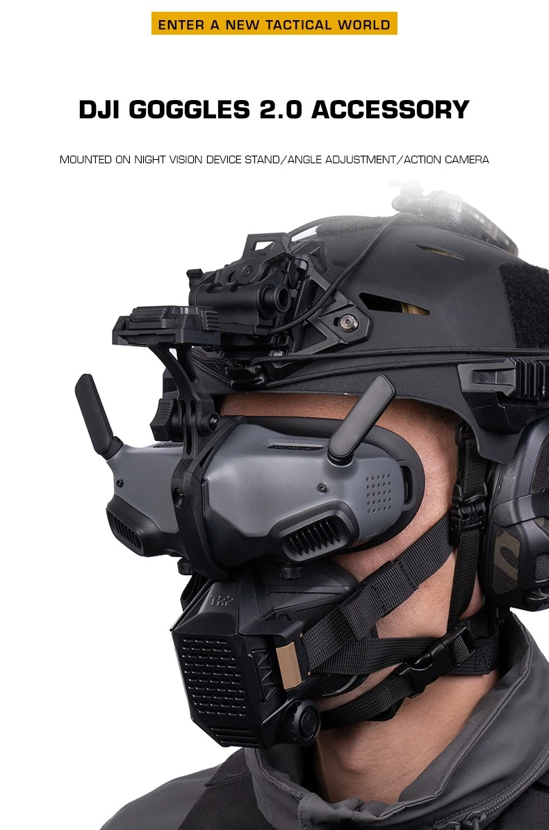 Soporte para gafas compatible con DJI Goggles 2.0 - montaje NVG para casco