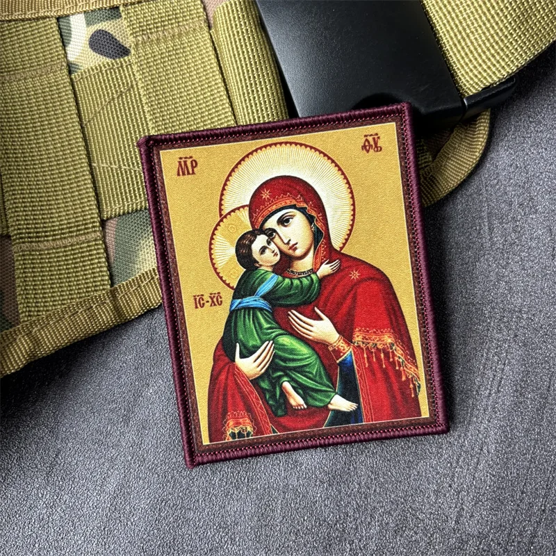 Parche táctico bordado Virgen María con velcro para ropa