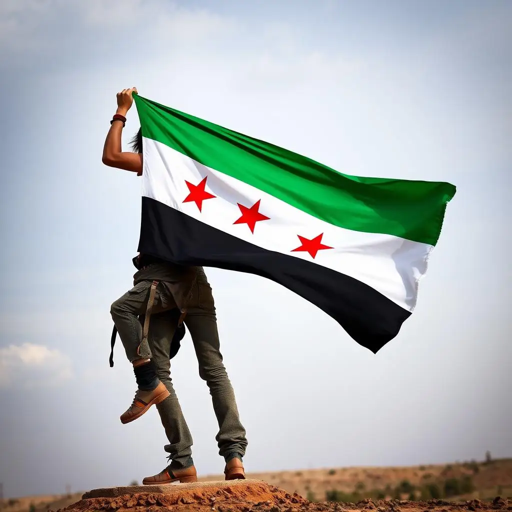 Bandera de Siria tres estrellas para decoración hogar y exterior