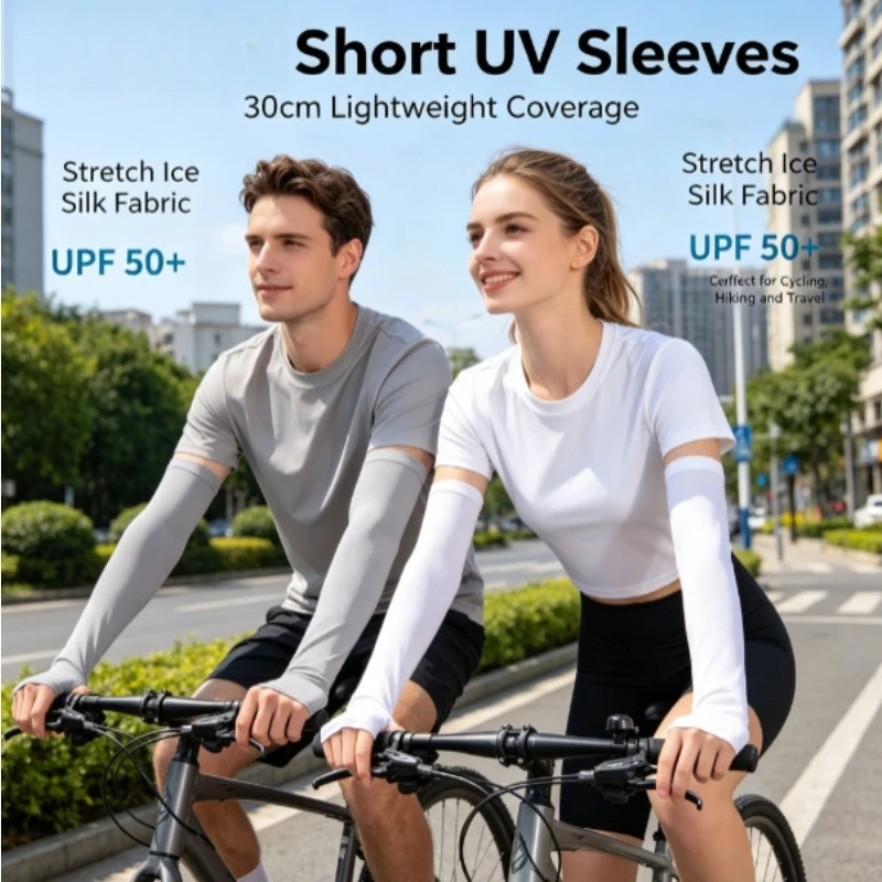 Mangas brazos seda helada unisex – Protección solar UV ciclismo y trabajo - imagen 2