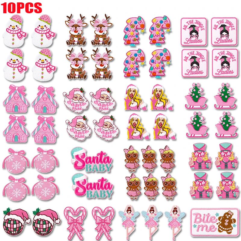 Parches termoadhesivos navideños bordados de Papá Noel y alces - imagen 4