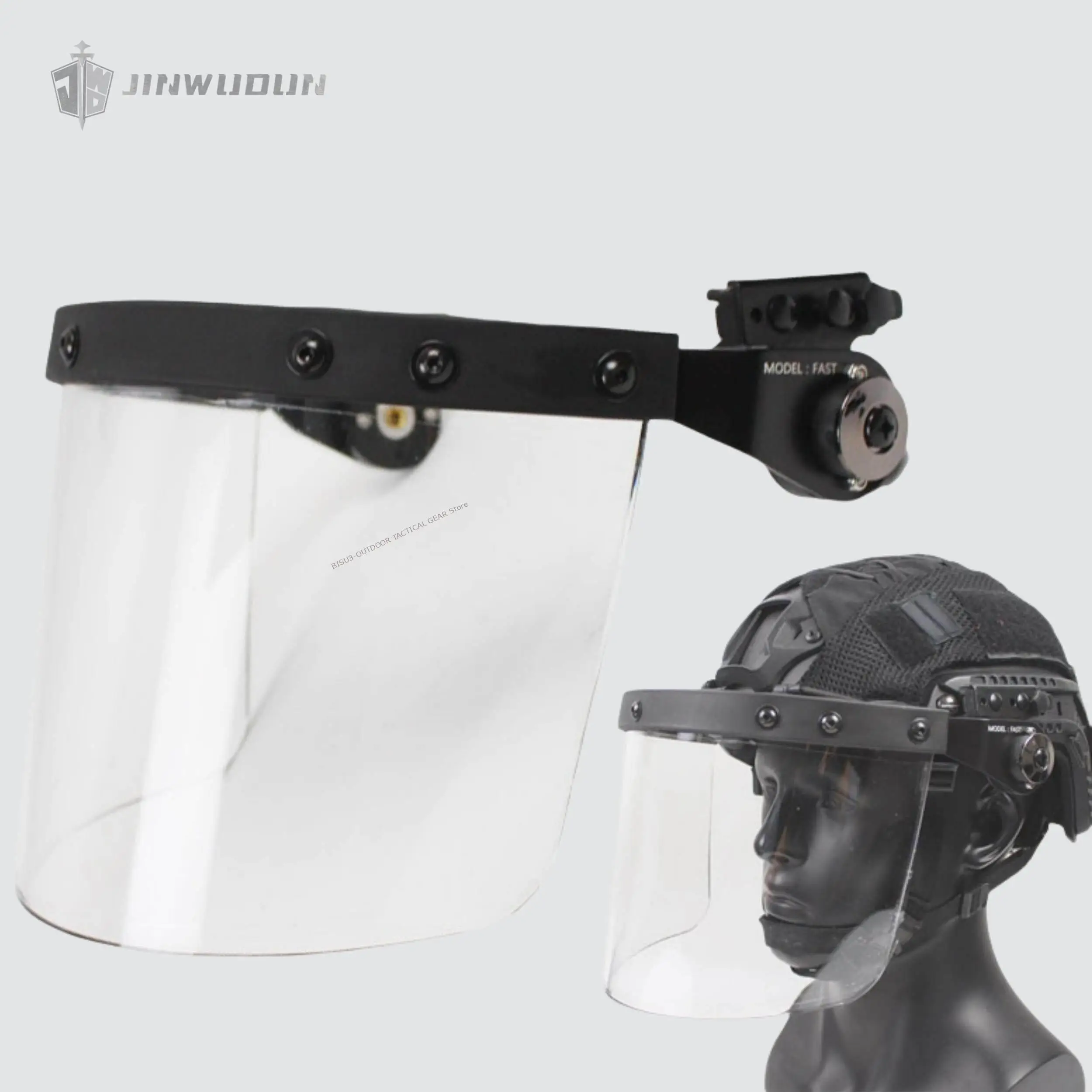 Montaje abatible en carril para casco con visor táctico transparente - imagen 5