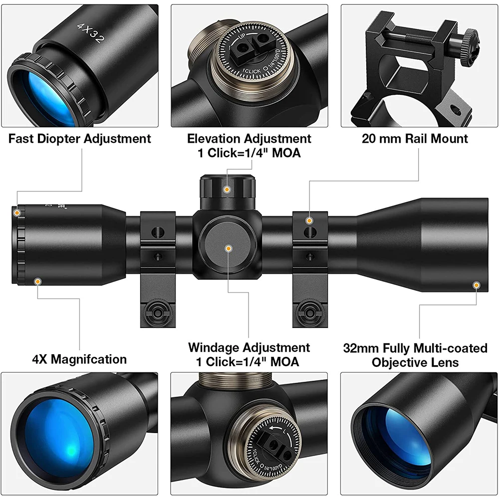 Mira telescópica táctica compacta para rifle con montura de riel - imagen 3