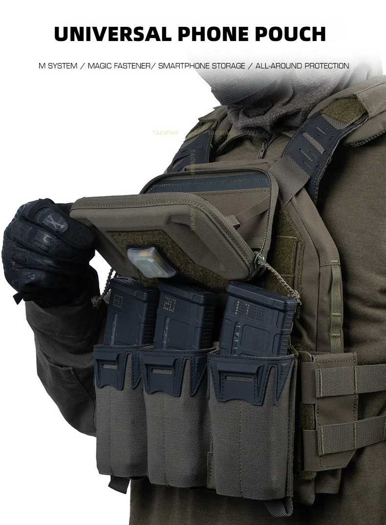 Soporte táctico para teléfono con carcasa protectora y montaje MOLLE