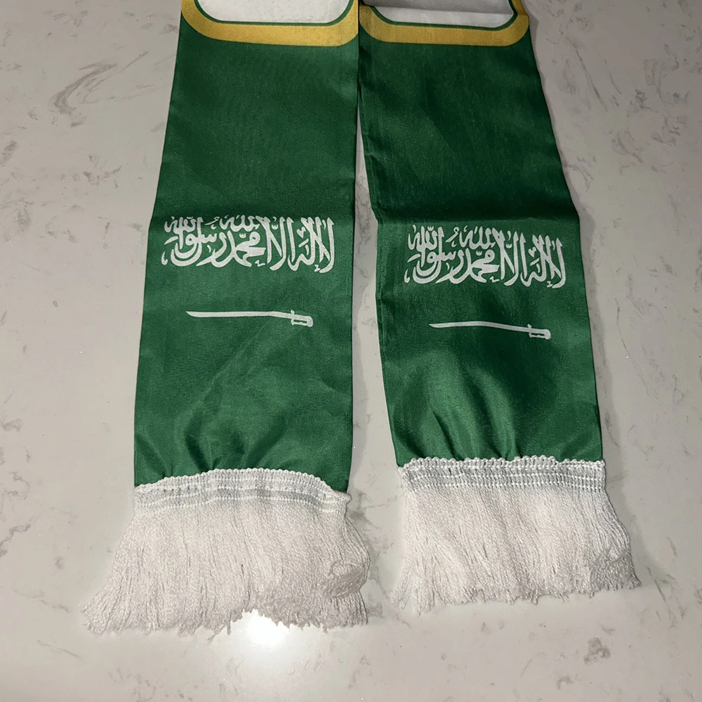 Bufanda de fútbol Arabia Saudita satén con borlas y doble cara - imagen 5