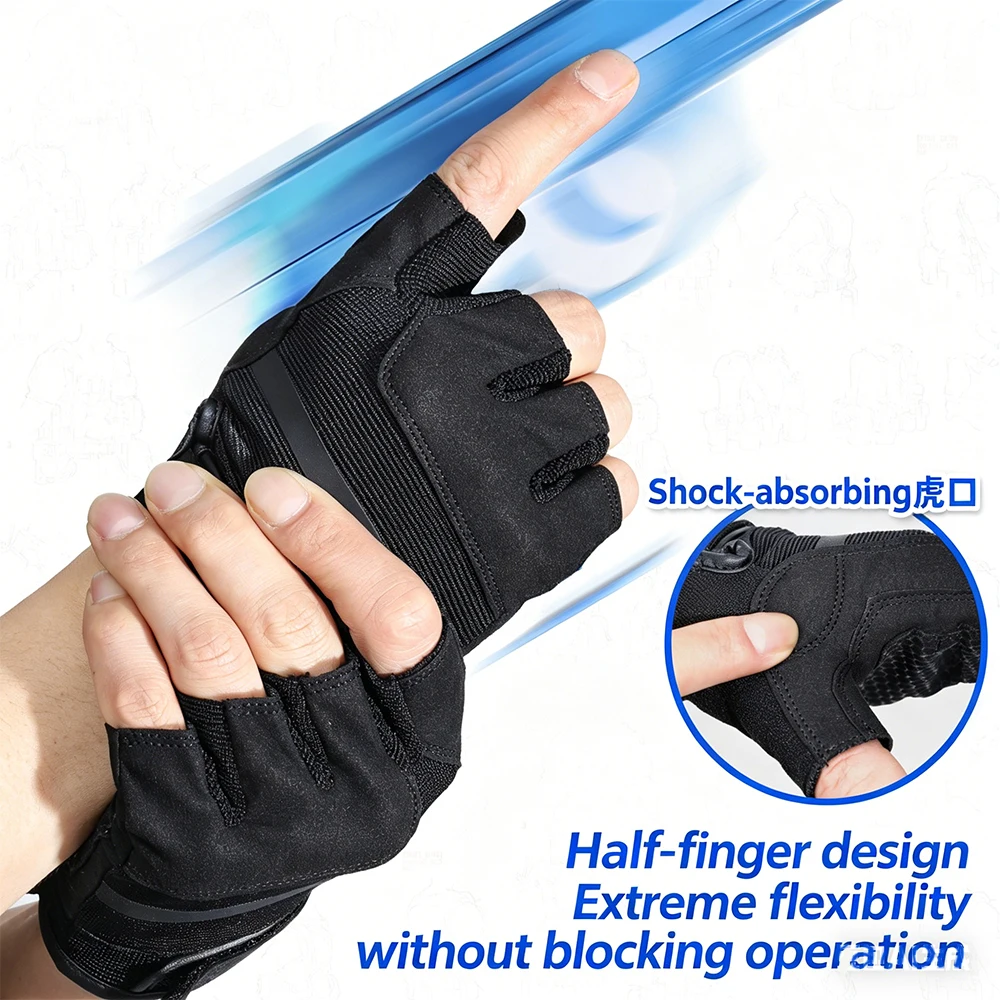 Guantes tácticos medio dedo transpirables resistentes abrasión silicona - imagen 4