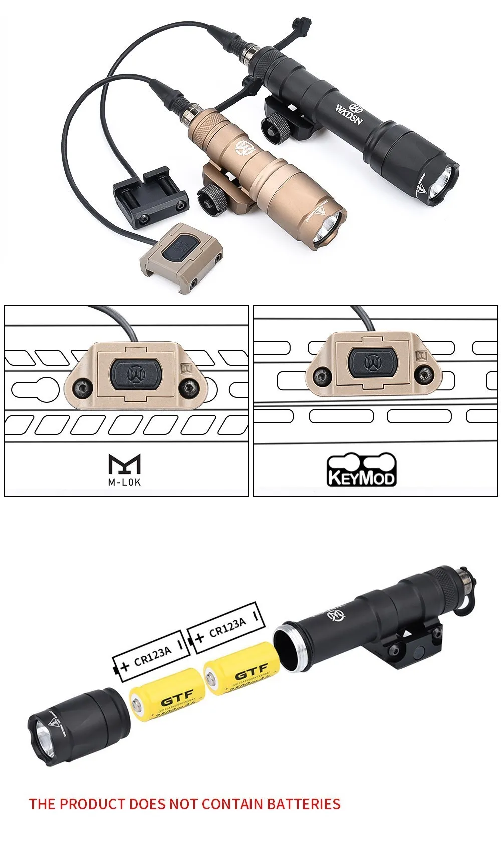 Linterna WADSN M600 en configuración táctica