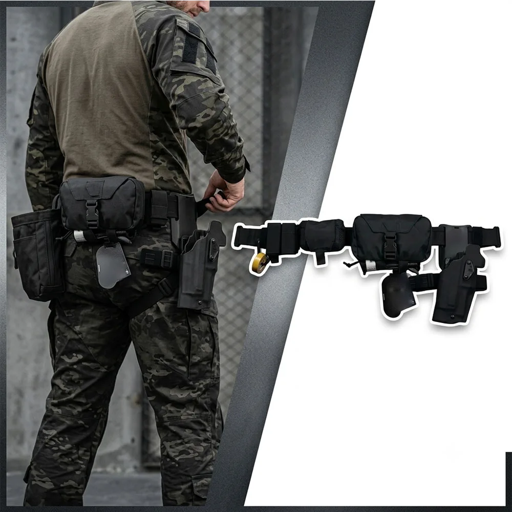 Cinturón táctico MOLLE liberación rápida – Airsoft caza tiro con fundas - imagen 2