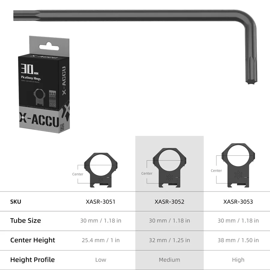 Vector Optics anillas para visor de acero perfil bajo medio alto - imagen 4