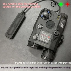 Linterna táctica Airsoft PEQ-15 con láser IR, punto rojo y LED estrobo